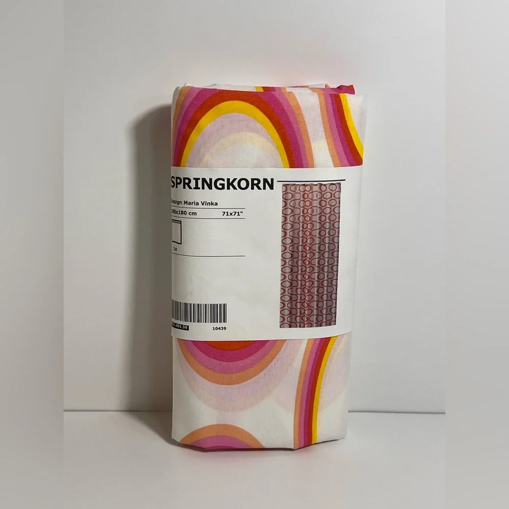 SPRINGKORN Shower Curtain White Orange Pink Yellow Poly Cotton NEW IKEA